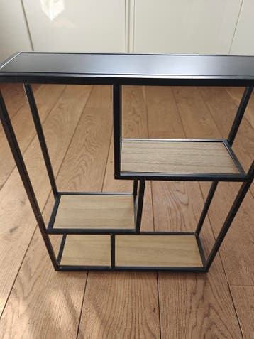 Modern Wandmeubel - Zwart Metaal met Houten Planken