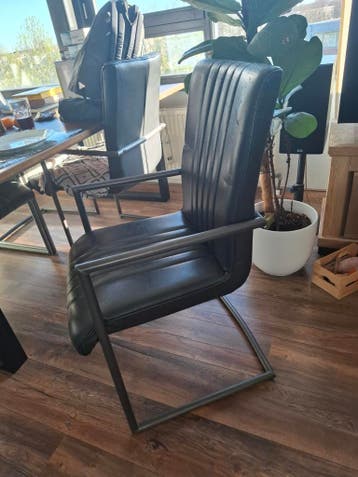 6 stuks antracietgrijs eetkamerstoel met metalen frame