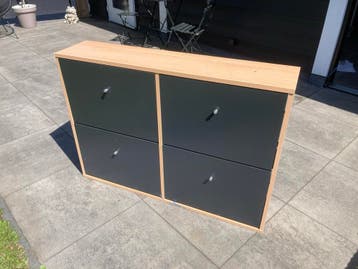 Schoenenkast met 4 vakken - Zwart/Houtkleur