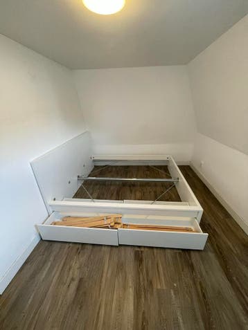 Tweepersoonsbed met opberglades - Wit, 140x200 cm