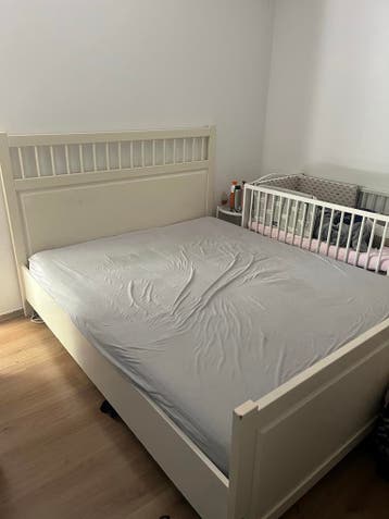 Tweepersoonsbed 160x200 cm - Wit houten frame