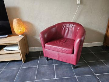 Rode leren fauteuil 85x70x80 cm