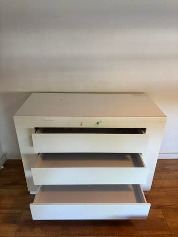 Witte ladekast met 3 laden - Comode