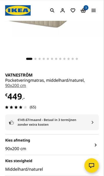 IKEA VATNESTROM Matras 90x200 gratis af te halen