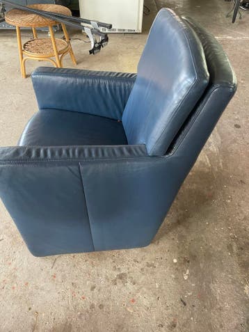 Leren fauteuil - Donkerblauw
