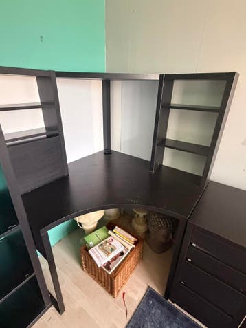 Ikea Micke hoekbureau zwart-bruin