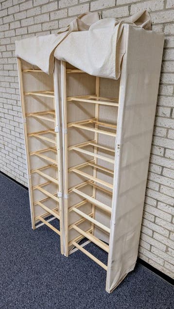 2x Schoenenkastjes/Opbergrekken met stoffen hoes