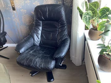 Comfortabele zwarte leren fauteuil