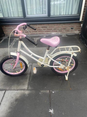 Kinderfiets wit/roze