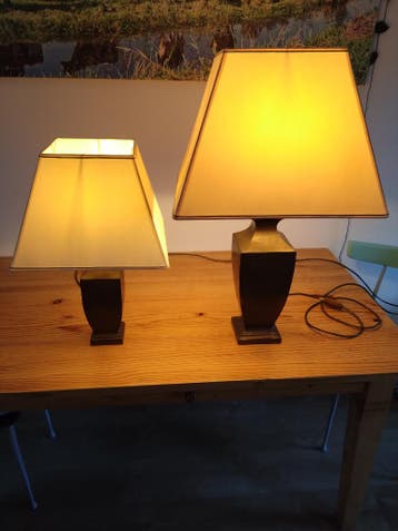 Gratis set antieke vintage messing schemer lampen