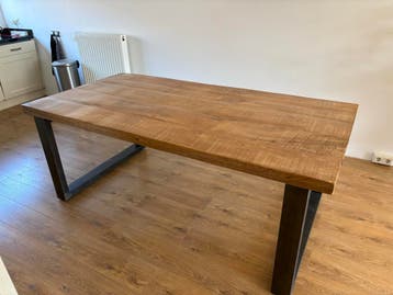 Robuuste eettafel 200x100 cm met metalen onderstel