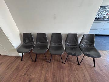 Set van 5 gebruikte eetkamerstoelen - Grijs/Zwart