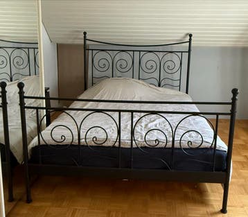 GRATIS Bedframe - Zwart Metaal, Tweepersoons
