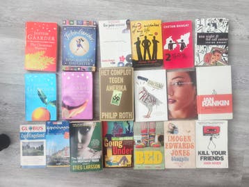 Diverse boeken: Jostein Gaarder; C Bhagat; Stieg Larsson