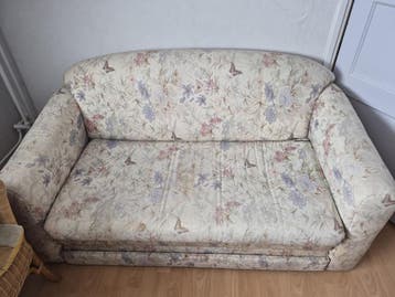 Vintage 2-zits bank met bloemenmotief - Gratis af te halen