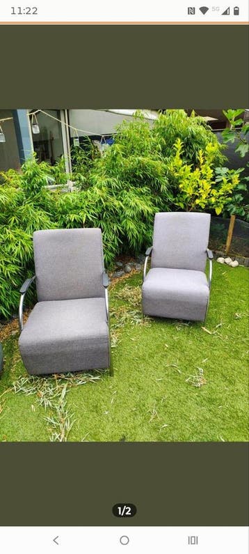 Set van 2 comfortabele grijze stoelen