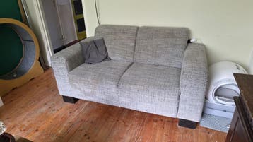 Tweepersoonsbank, grijs stof 160x85