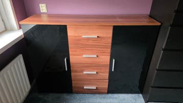 Dressoir met lades en deuren - Zwart/Hout