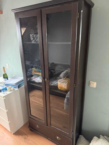 Antieke houten boekenkast / servieskast