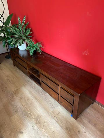 Donkerbruin TV-meubel met lades en open vakken