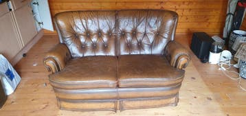 Leren bankje 145 cm breed - Rookvrij en huisdiervrij