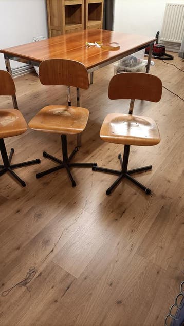 4 x bureaustoel hout met staal