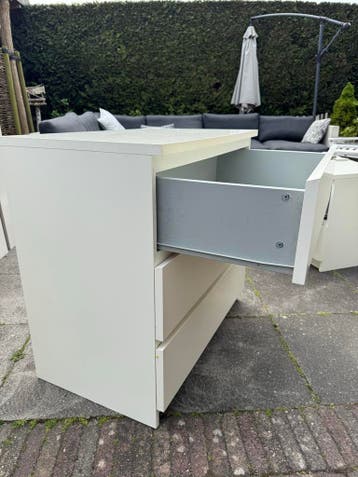 3x Ladekast Malm met 3 laden wit 80x78x48