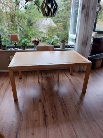 Tafel van beuken fineer, 90x150 cm, gratis af te halen