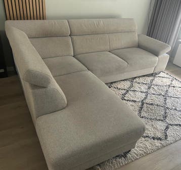 Hoekbank, grijs, 263 x 212 cm