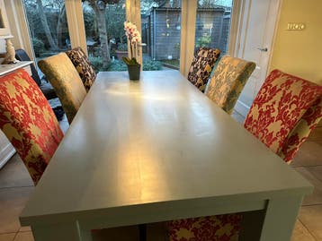 Set van 6 gestoffeerde eetkamerstoelen