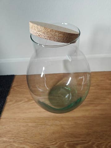 Glazen vaas met kurken dop voor ecosysteem