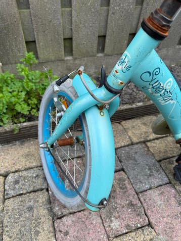 16 inch kinderfiets - Blauw, met bagagedrager