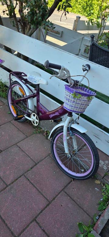 Meisjesfiets 20 inch paars met mandje