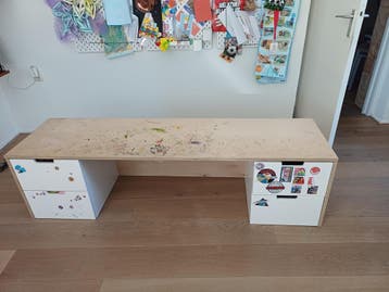 Zelfbouw werktafel/kinderbureau met IKEA ladekastjes
