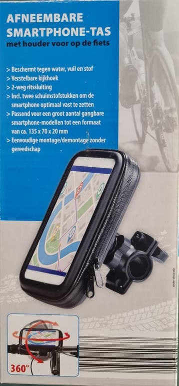 Afneembare Smartphone-tas met houder voor op de fiets