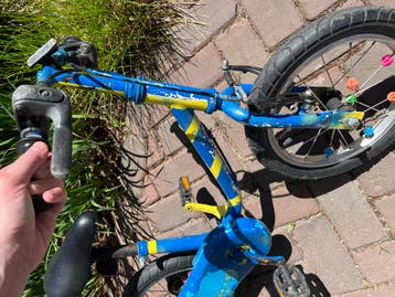 Kinderfiets 16 inch - Blauw/Geel - Gebruikt