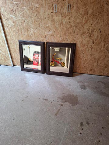 Set van 2 Spiegels met Houten Frame