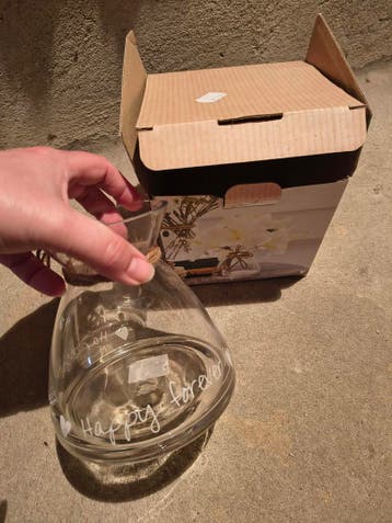 Riverdale glazen vaasje met touw en 'Happy forever' opdruk