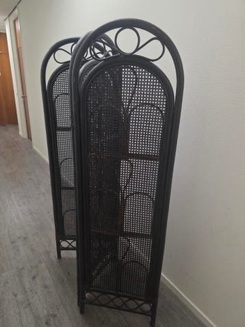 Zwart houten kamerscherm/scheidingswand