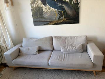 Nous living 3-zitsbank - grijs, met houten poten