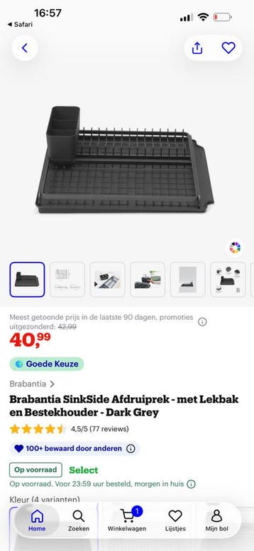 BRABANTIA zwarte afdruiprek