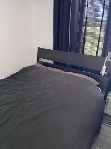 Tweepersoonsbed met hoofdbord - Donkerbruin