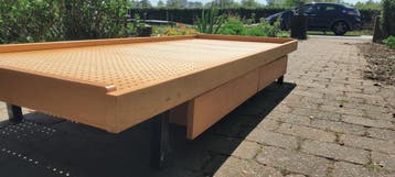 Eenpersoonsbed met opberglades - Massief hout