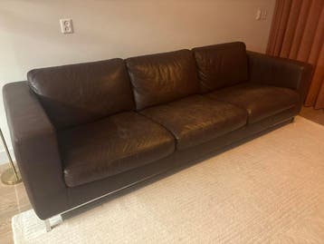 Leren 3-zitsbank 2.5m breed Goossen model Massimo  - Bruin