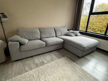 Grijze loungebank met chaise longue - 300x180 cm
