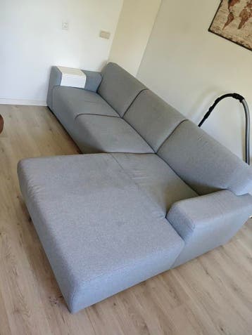 Moderne grijze hoekbank met chaise longue (GERESERVEERD)