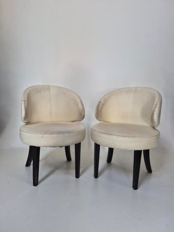 Set van 2 witte leren kuipstoeltjes