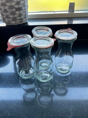 Weckflesjes - Set van 4 met rubberen ringen