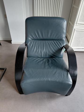 GRATIS  leren stoel ,Montel,kleur ocean.
