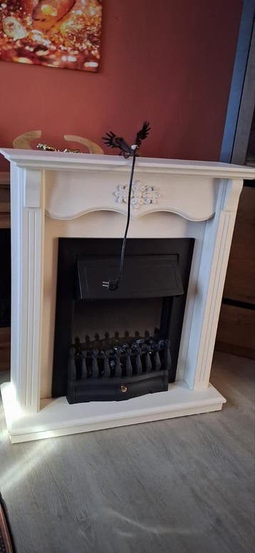 Mooie schouw met elektrische haard - geeft warmte